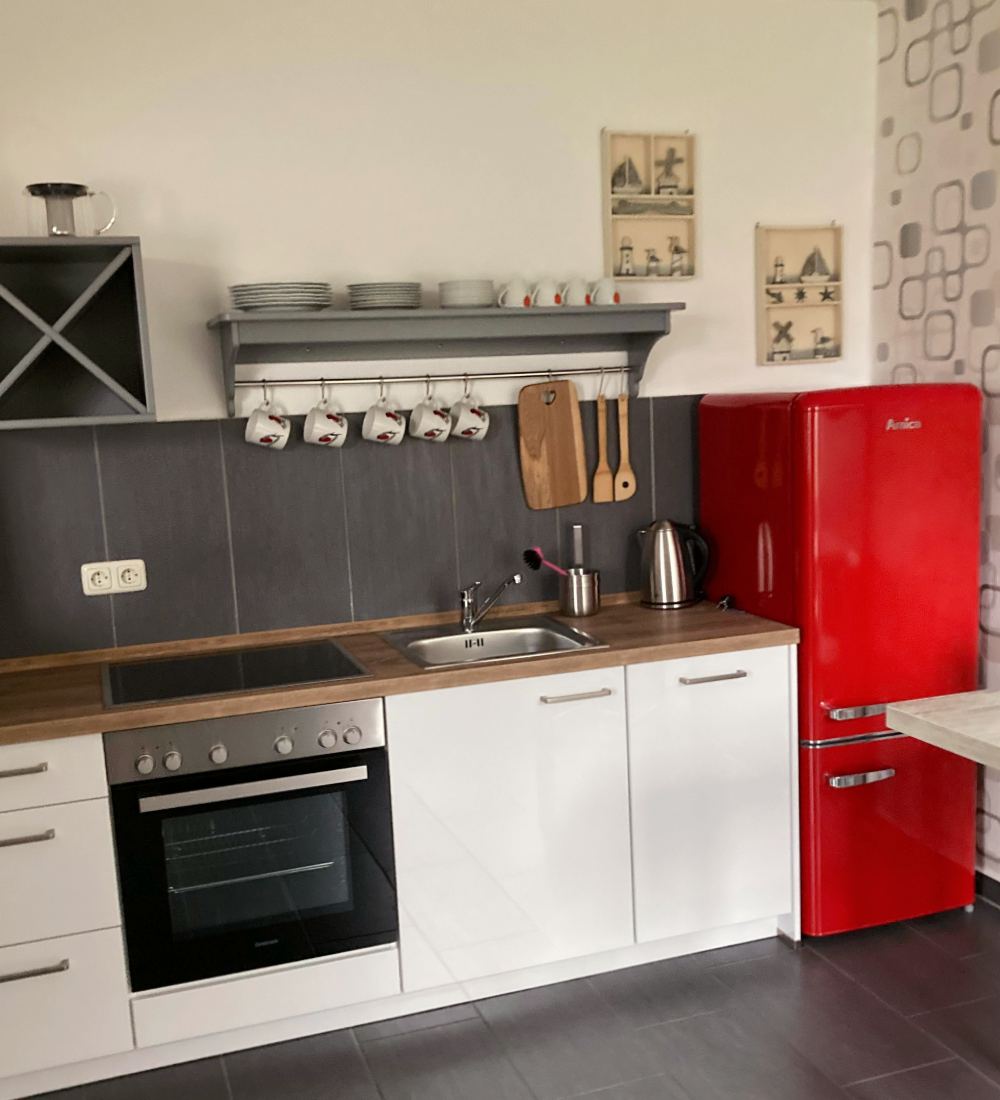 Küche der Ferienwohnung in Mesekenhagen